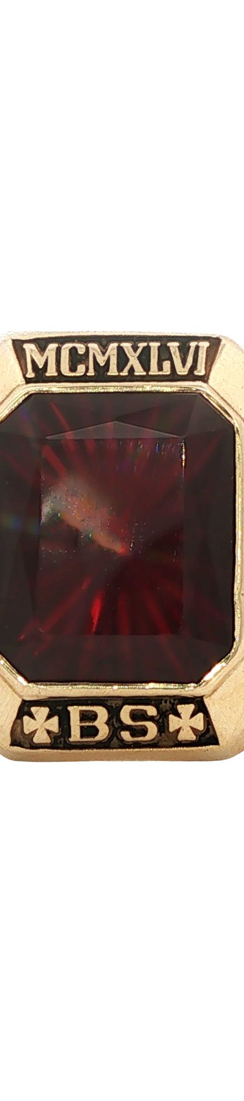 Vintage 10K Gold School Ring with Ruby